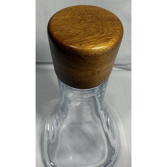 Nambe Curved Glass Decanter with Wood Stopper 10” NWOB - Picture 11 of 15